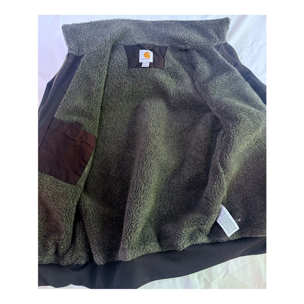 CARHARTT Black Weathered Wildwood Sherpa Lined Hooded Canvas Jacket M - Picture 12 of 12
